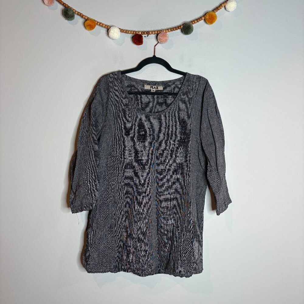 Flax charocal navy linen tunic top